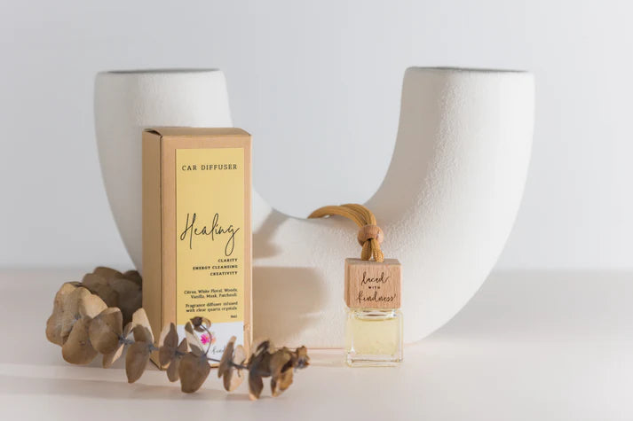 Enjoy your favourite Laced with Kindness candle scents on the go. Freshen up your car, caravan, wardrobe, or favourite space with our car diffuser collection that contains a few of our best selling blends.
Feel fresh, healed, and relaxed on the road wherever you go.
Available in Balance, Healing, Love, and Protection. Each is infused with crystals for extra healing properties.
Size: 4.5cm x 2cm x 2cm