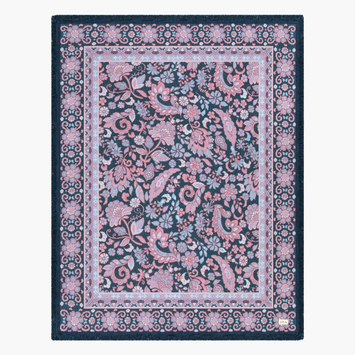 Midnight Picnic Rug - Isla
Escape into nature with the Midnight picnic rug, our most enchanting design yet. With colours inspired by the magic from dusk until nightfall, this striking rug blends bold paisley florals with intricate botanical detail. Crafted for the moments that matter most: lazy afternoons by the lake, a quiet solo retreat beneath the trees or golden-hour gatherings with friends that last into the night.
- Made with 100% cotton
- One-colour tassel trim around the rug