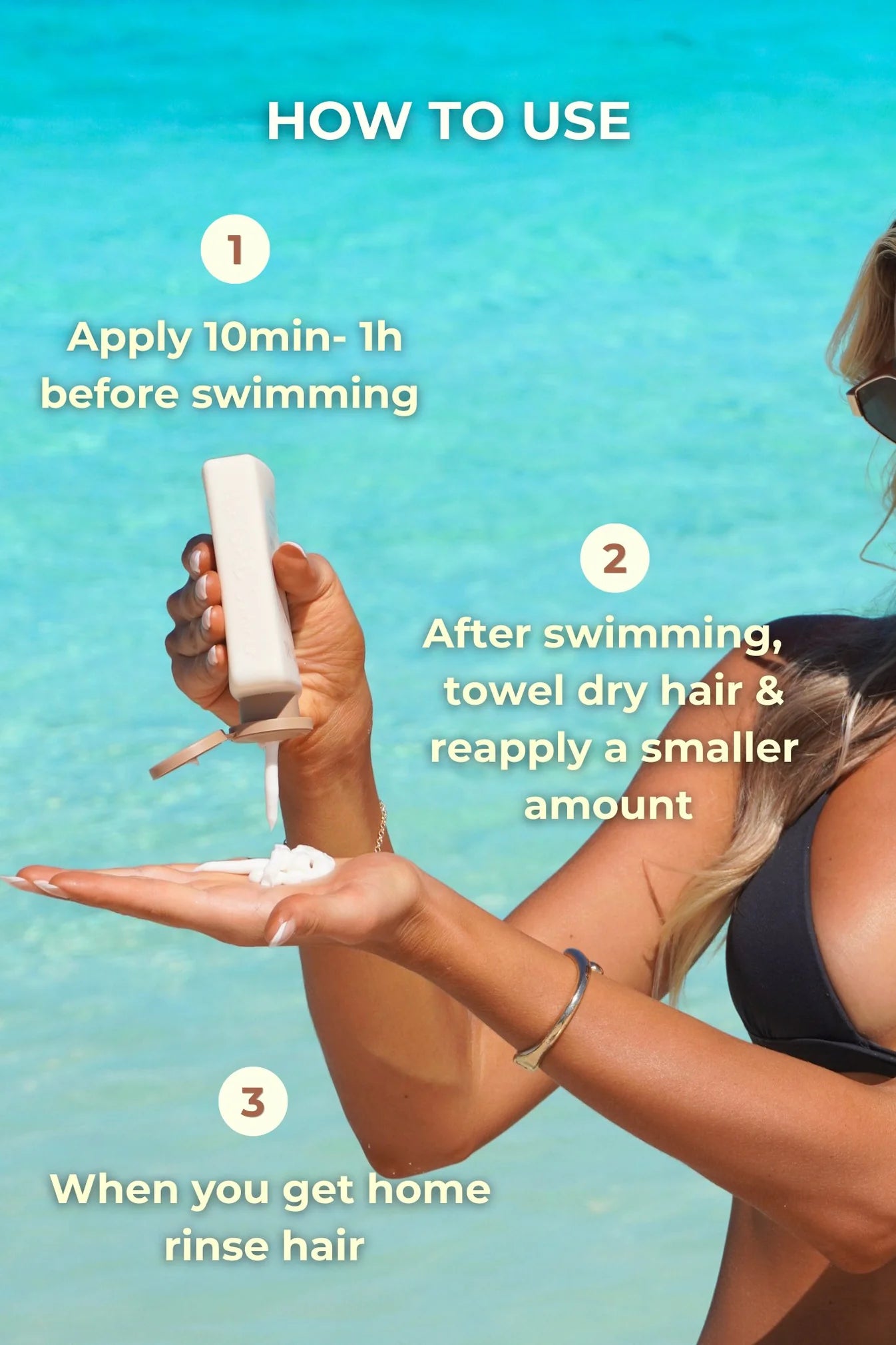 Coastal Girl Pre-Swim is a lightweight, leave-in hair protectant designed to be applied before swimming, helping shield hair from the drying effects of chlorine, saltwater, and UV exposure. Think of it as an invisible swim cap for your hair.