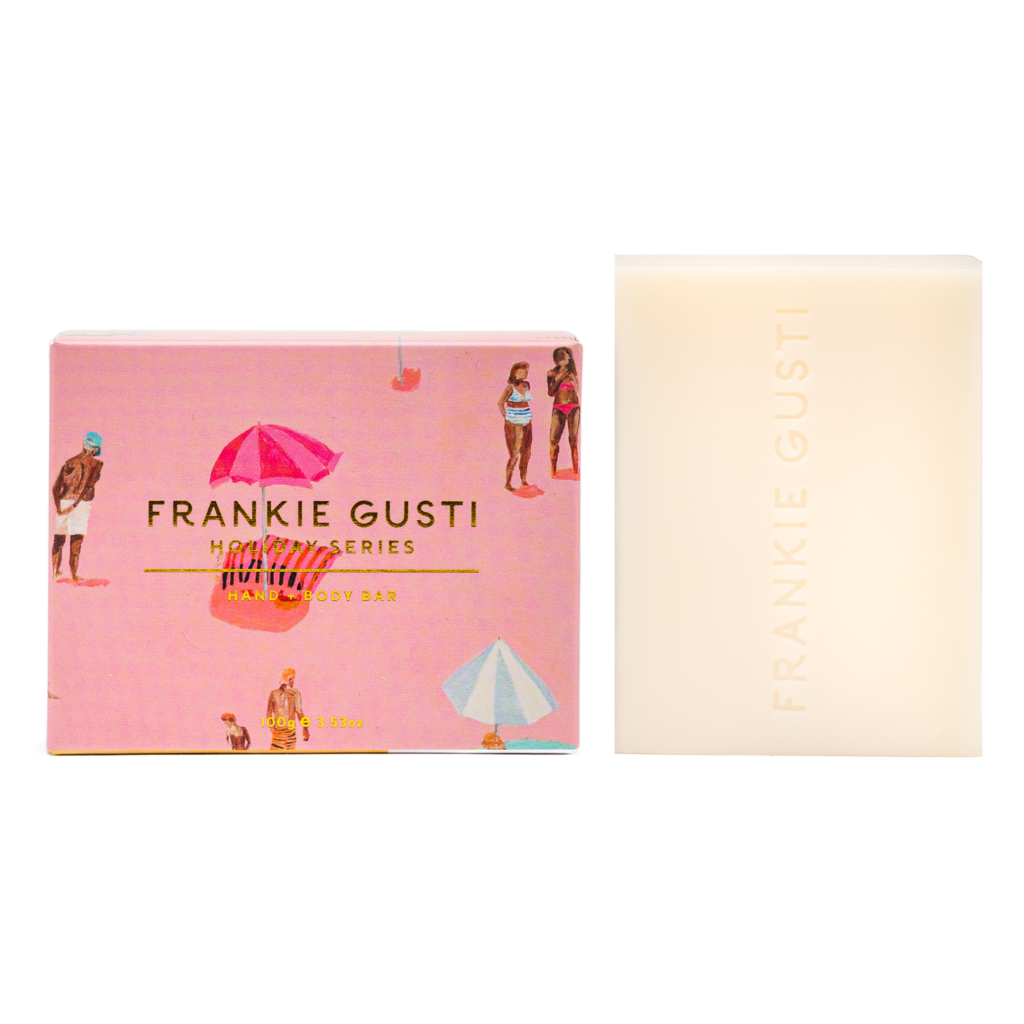 Bring the sunshine to your daily routine with the Holiday Series Hand + Body Bar in Passionfruit Spritz by Frankie Gusti. Bursting with tropical sweetness, this refreshing blend of zesty passionfruit, ripe guava, and a hint of grapefruit fizz will leave your skin clean, soft, and beautifully scented — like a summer cocktail by the pool.