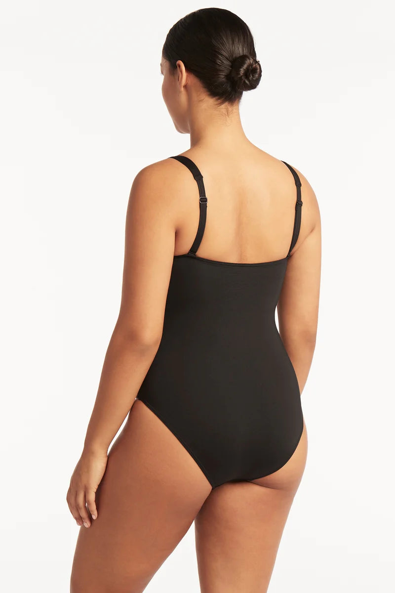 Essentials Square Neck One Piece - Black