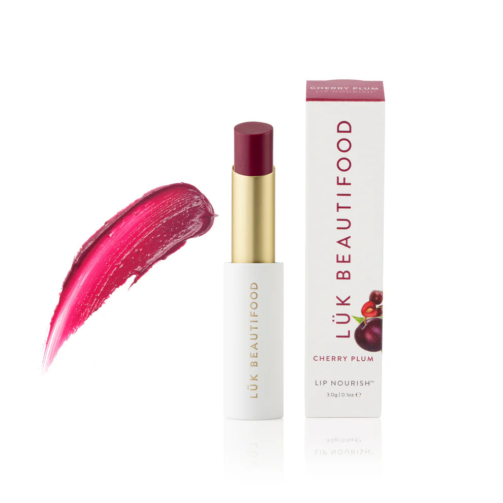 An effortless wash of buildable creamy colour and dewy, satin finish
A hydrating berry hue with fresh fruit notes.
Wear it light for a gentle veil of colour or layer for a medium-intense red.
Just-bitten cherry lips with a touch of sass.
Cherry Plum contains cold-pressed oils from cherries and pink grapefruit for subtle flavour and maximum antioxidants.