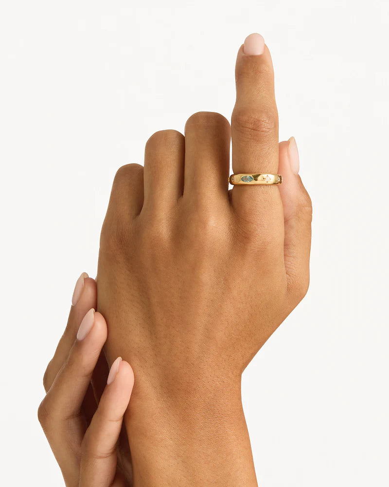 Breathe new life into the new year with the Hope and Protection Ring. Set with cubic zirconias and lab-grown opals, our luminous evil eye will assist you in shedding all that does not serve you, allowing you to move into the new year with purpose and peace. This keepsake is perfect for gifting, traditionally gifted to imbue the wearer with luck and protection. 