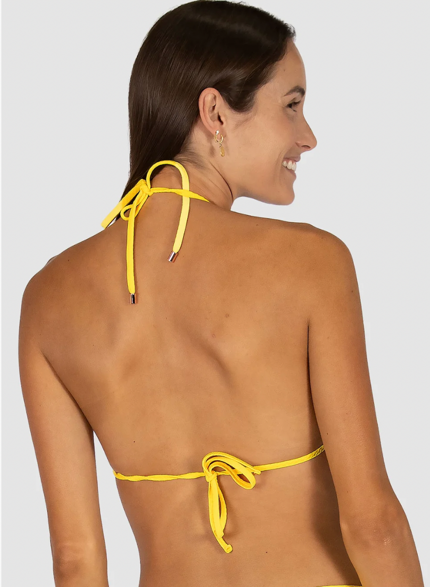 Baku Swimwear 

The core Australian style- the slide triangle- crafted in Rococco — Baku's exclusive Spanish textural fabrication that's buttery soft yet beautifully structured — this classic triangle top is simple, effortless and endlessly wearable.

Soft tie neck and back for an adjustable, personalised fit
Soft removable cups for adjustable shape and support
Elevated trim detail
Fabric Composition: 85% Polyamide, 15% Elastane | Developed in Spain | Designed in Australia