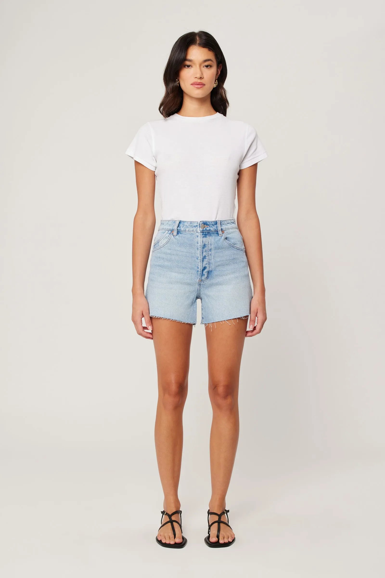 Your everyday denim short. Clean, classic, and effortlessly lived-in.

Meet the Rolla's High Rise Slim Denim Shorts, a timeless staple designed to give you that flattering, pulled-together look without sacrificing comfort. Cut in a light to mid-blue wash with a naturally worn-in finish, they bring that perfect vintage feel straight out of the box.