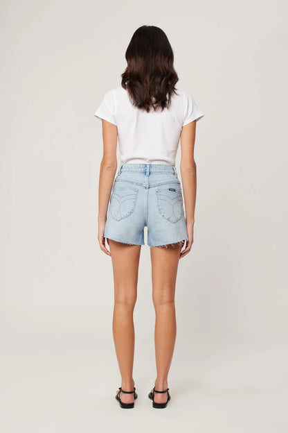Your everyday denim short. Clean, classic, and effortlessly lived-in.

Meet the Rolla's High Rise Slim Denim Shorts, a timeless staple designed to give you that flattering, pulled-together look without sacrificing comfort. Cut in a light to mid-blue wash with a naturally worn-in finish, they bring that perfect vintage feel straight out of the box.