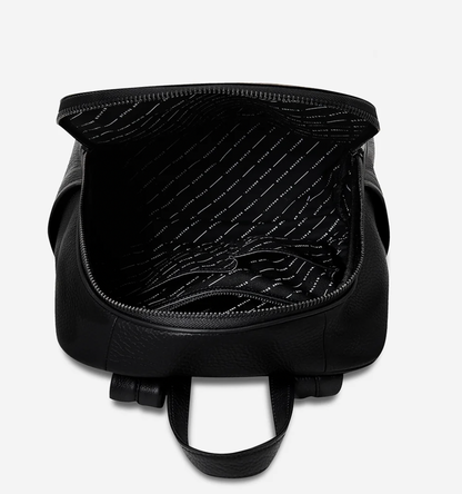 If you call - Black - Status Anxiety 
The archetypal backpack is made to improve your everyday carry. Constructed with comfort and looks in mind and crammed with functionality. The 'If You Call' backpack is perfect for your next last-minute tryst.

Soft shrunken pebble leather
Front zipper pocket, and open side pockets
Internal zipper pocket, and open pouch pockets
Zipper close
Padded shoulder strap
Matte black hardware
Fits a 13 inch MacBook
Custom Status Anxiety lining
