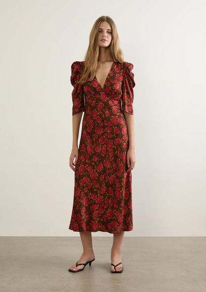 Adley Midi Dress - Auguste

The Adley Midi Dress in the Rosella Espresso print is a beloved silhouette, defined by its feminine shape and timeless romantic feel. Featuring a flattering V neckline, softly gathered detailing, and statement sleeves with gentle volume, this bias-cut midi dress skims the body beautifully for an effortlessly elegant look.

Our studio model Yana is 176cm / 5'9" and wears a Size S.
