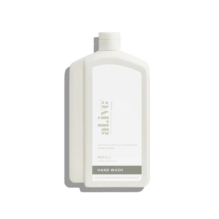 Refill your Lemon Myrtle &amp; Honeydew Hand Wash bottle with our 1 L Hand Wash Refill. This sustainable refill solution is designed to reduce waste and offer a practical, eco-friendly way to top up your favourite al.ive body essential.


