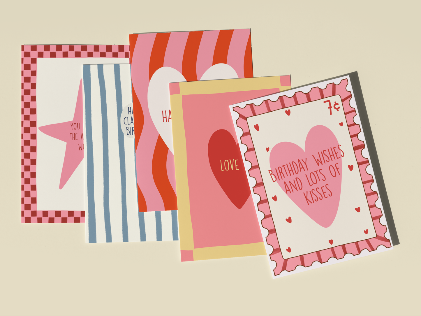 Wishes Kisses Postage Stamp Birthday Card