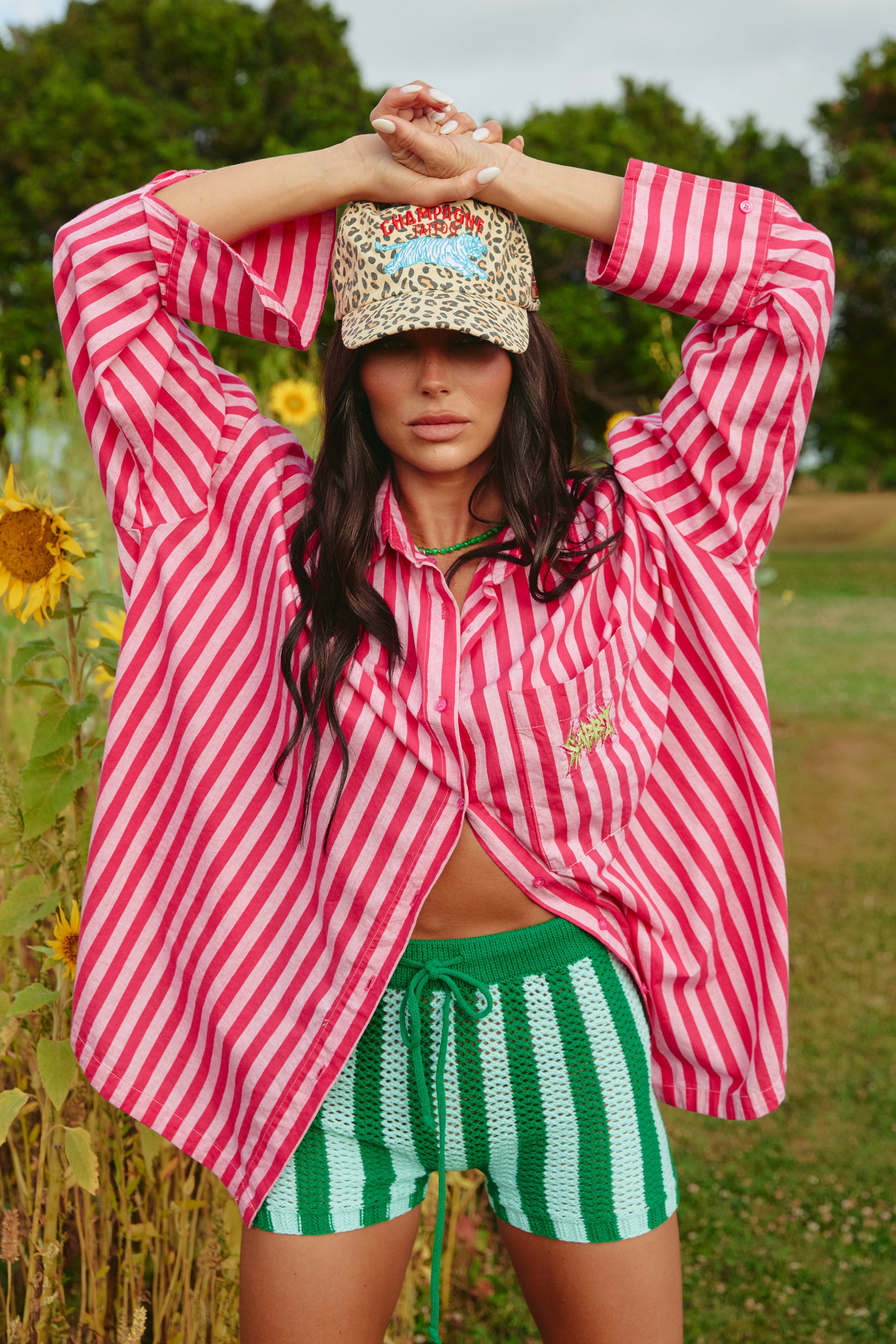 Warning: these might steal the spotlight from the rest of your outfit.

Meet the Sabbi Knit Stripe Bike Pants – Green Stripe, your new go-to for turning everyday looks into something a little more fun. With their fresh green and mint crochet stripes, these bike pants serve up a nostalgic, handmade feel while still looking totally current. It’s that perfect mix of laid-back summer energy and bold, playful style.