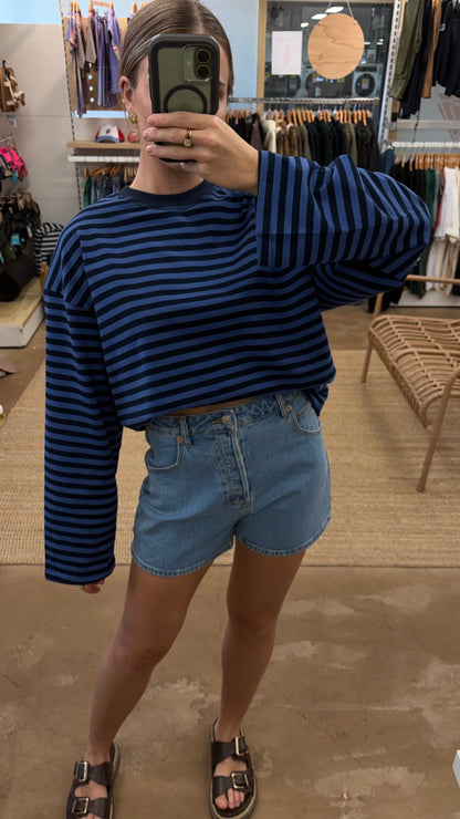 Striped L/S Top Blue