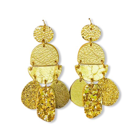 Stunning golden leather earrings in a range of golden finishes and patterns.

Light and bright, sure to be a staple in your collection!