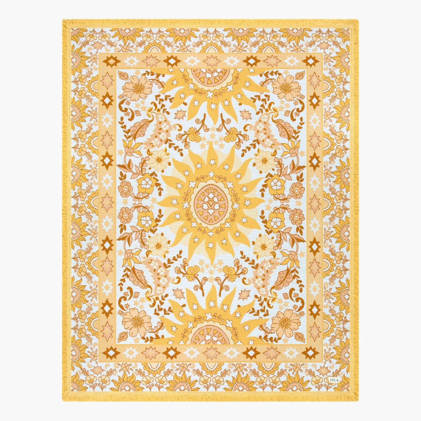 Vacanza Picnic Rug - Isla 

Introducing the Vacanza picnic rug - your passport to an effortless Euro summer escape. Inspired by the vibrant energy of sun-kissed afternoons, this rug features a playful blend of bright summer hues, and a bold bohemian sunshine pattern. Designed to elevate every gathering, it’s the perfect companion for outdoor adventures, from beachside picnics to alfresco dining.

- Made with 100% cotton

- One-colour tassel trim around the rug

- Extra large picnic rug - approx 200 x 160cm 