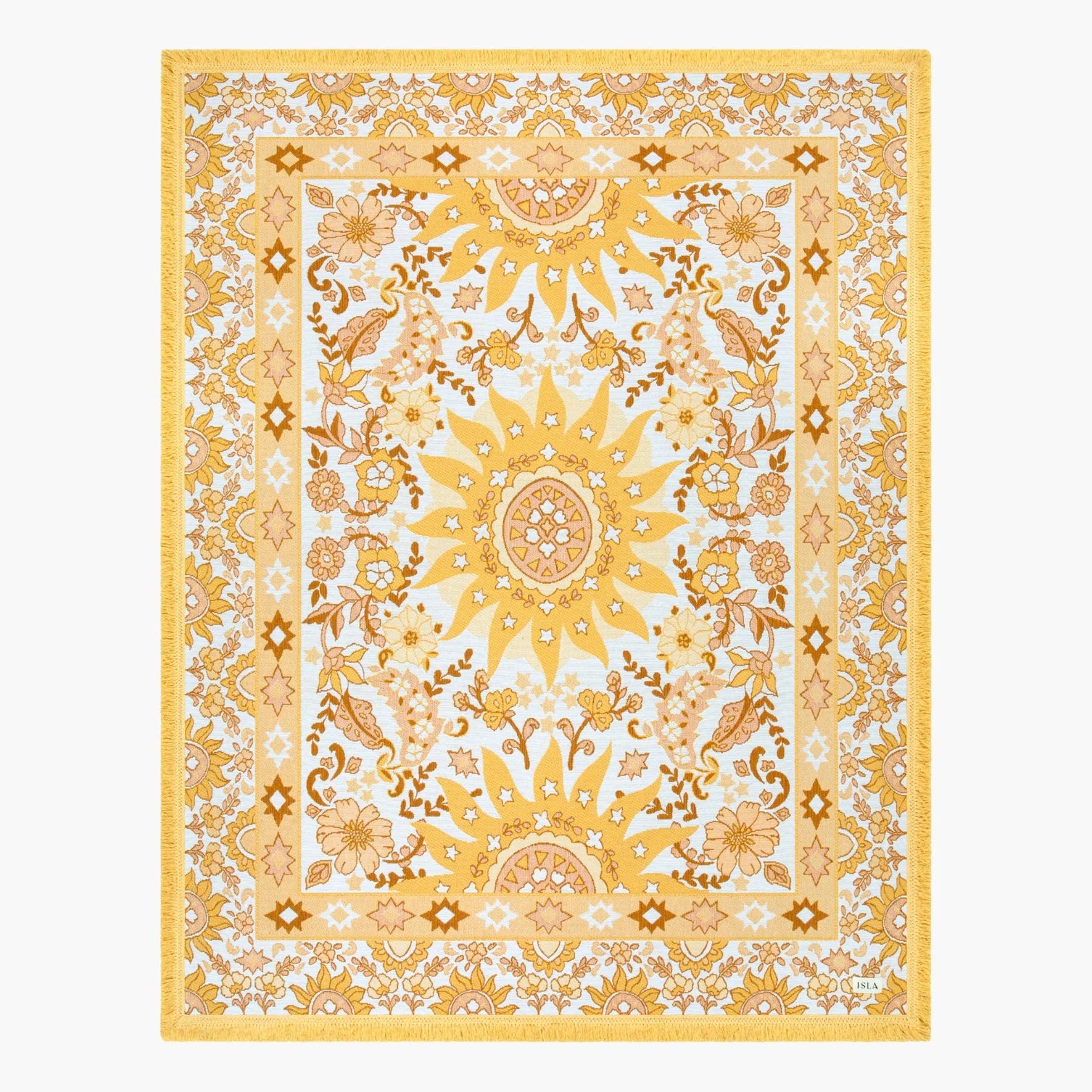 Vacanza Picnic Rug - Isla 

Introducing the Vacanza picnic rug - your passport to an effortless Euro summer escape. Inspired by the vibrant energy of sun-kissed afternoons, this rug features a playful blend of bright summer hues, and a bold bohemian sunshine pattern. Designed to elevate every gathering, it’s the perfect companion for outdoor adventures, from beachside picnics to alfresco dining.

- Made with 100% cotton

- One-colour tassel trim around the rug

- Extra large picnic rug - approx 200 x 160cm 