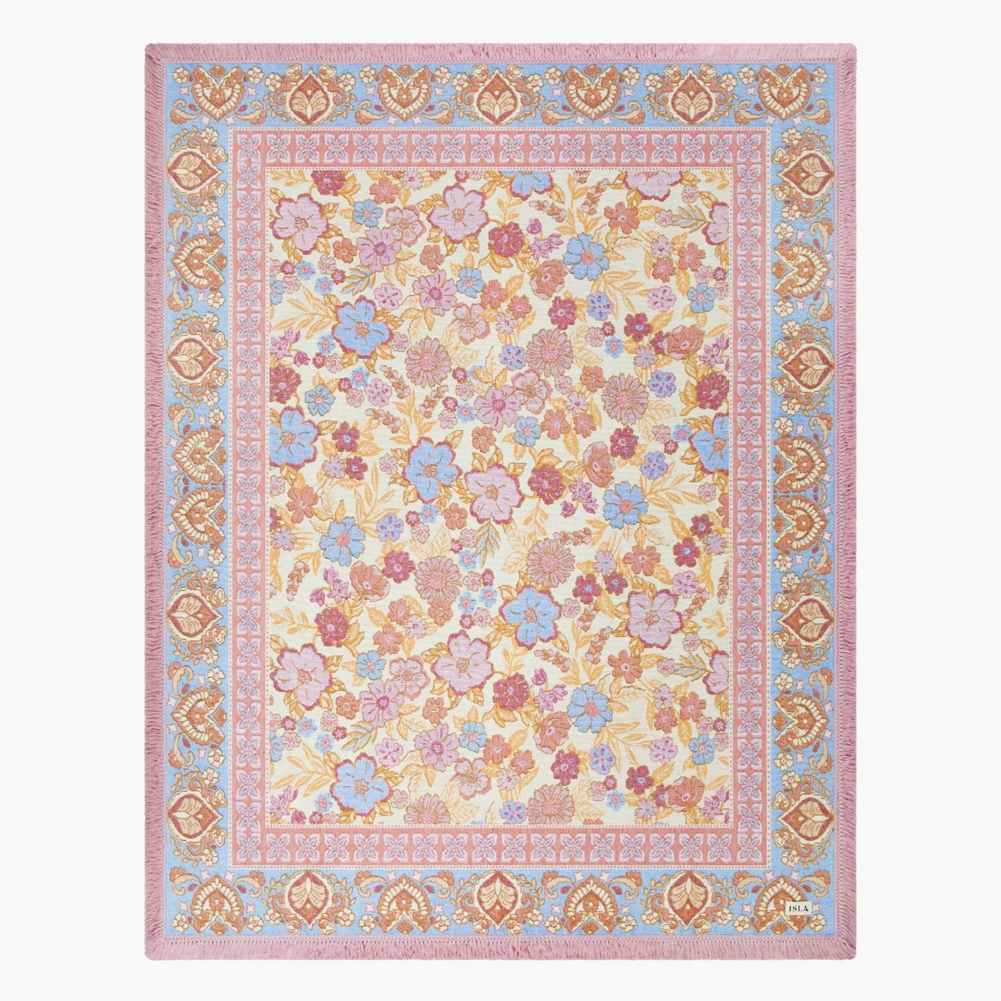 Daisy Picnic Rug - Isla 

Daisy captures the softness of a sun-lit garden, woven in a feminine palette of blush, blue and orange tones. Its boho floral print brings a nostalgic, free-spirited beauty to picnics and slow afternoons outdoors. A piece made to elevate simple moments into memories.

- Made with 100% cotton

- One-colour tassel trim around the rug

- Extra large picnic rug - approx 200 x 160cm which comfortably fits 4 people
