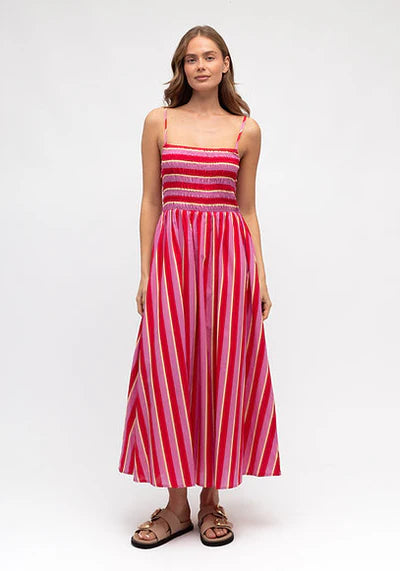 Sun, stripes, and zero effort. This is your ultimate summer dress.

Meet the Paperheart Renata Stripe Midi Dress in Red, a fresh, feel-good piece made for easy days and warm-weather plans. With its vibrant red stripes and breezy silhouette, it’s the kind of dress you’ll throw on and instantly feel put-together.