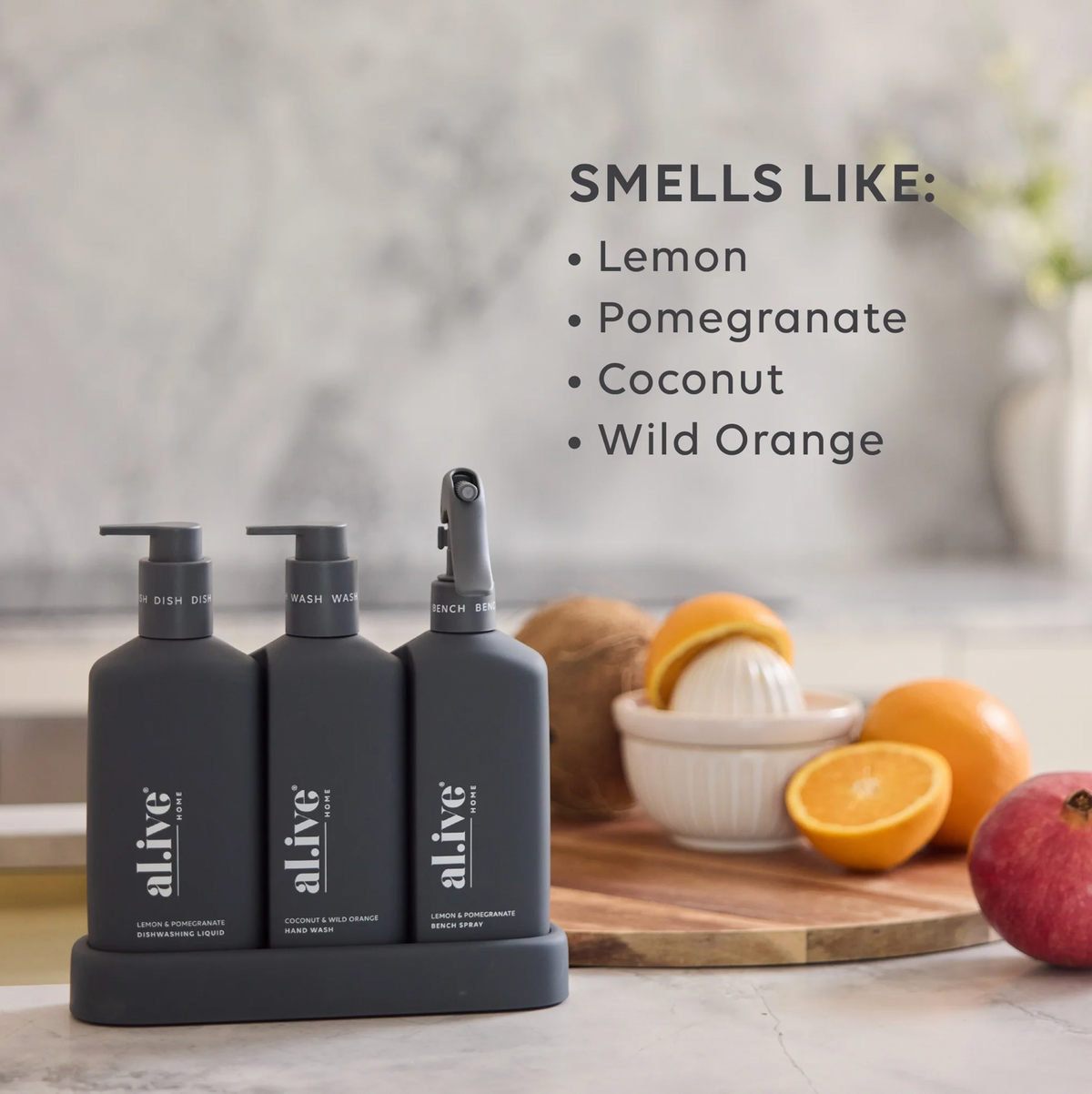 The Kitchen Trio in Midnight Blue is your all-in-one kitchen cleaning solution, featuring Dishwashing Liquid, Bench Spray and Hand Wash in our signature interlocking bottles. Originally a limited edition, this best-selling Trio is now a permanent part of our range.

The Dishwashing Liquid cuts through grease and grime with ease, the Bench Spray leaves surfaces streak-free and gleaming, and the Hand Wash gently cleanses while keeping hands soft and hydrated. 