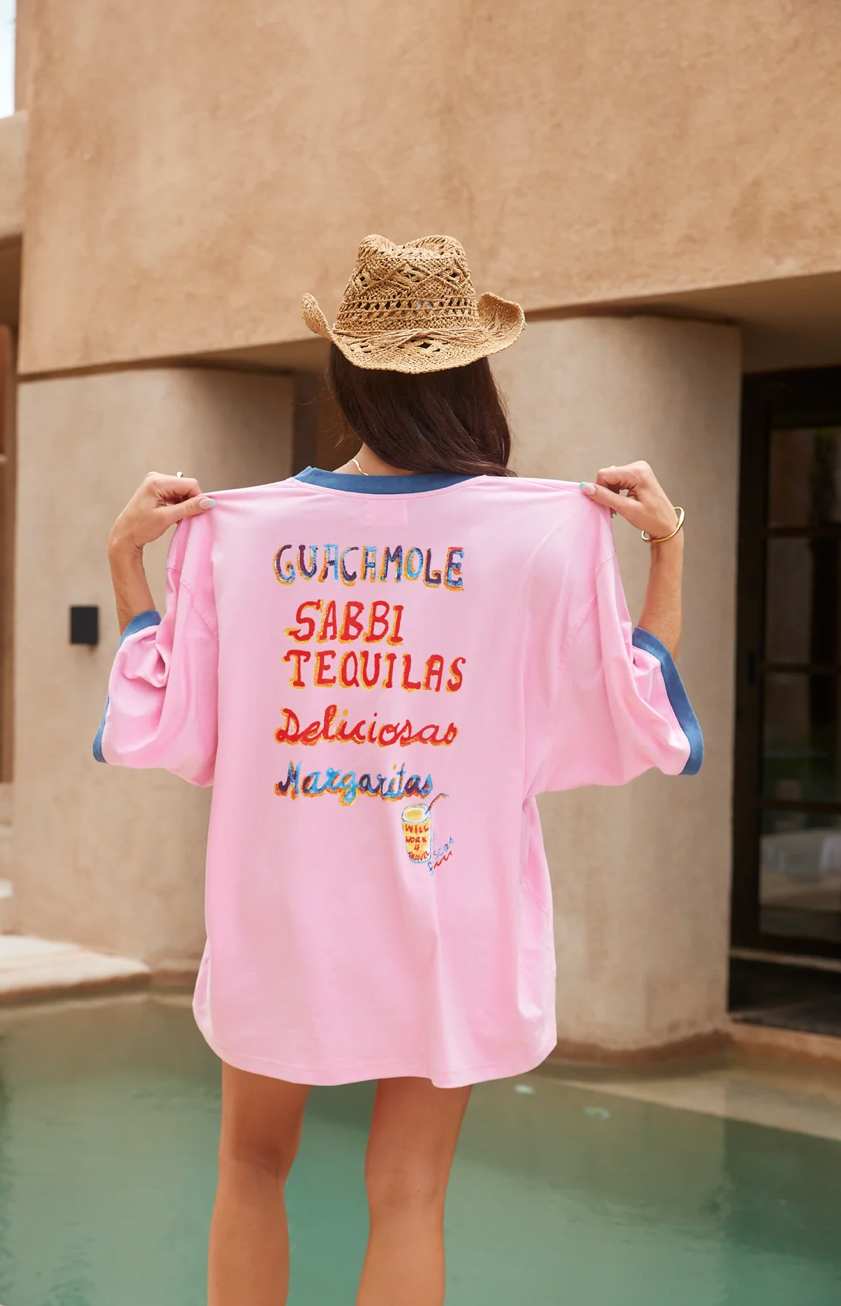 The Very Oversized Tequila Made Me Do It Tee - SABBI

Tequila made me do it. We have no further questions.

The Very Oversized Tequila Made Me Do It Tee is serving holiday mode with absolutely no intention of behaving. Cut in our signature VERY oversized fit, she comes in the dreamiest pink with contrast blue trims and colourful hand-drawn graphics inspired by all the important things in life… tequila, guac and questionable decisions.

Featuring “Tequila Made Me Do It” artwork on the front and a Guacamole. 