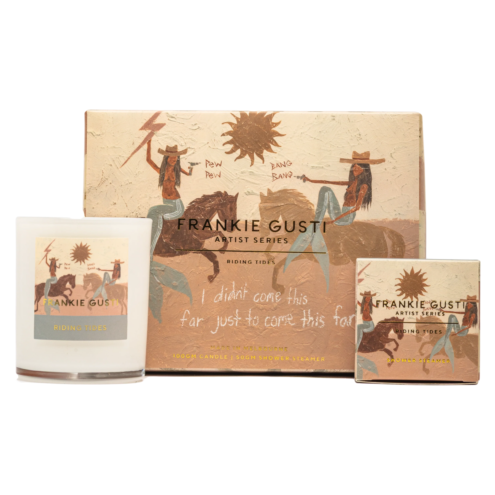 Indulge in some TLC with this luxurious Shower Steamer + Candle duo.

50gm Shower Steamer
100gm Candle

Sea salt mingled with zesty kaffir lime and bergamot, vibrant lemongrass, and softened with exotic saffron and warm amber.