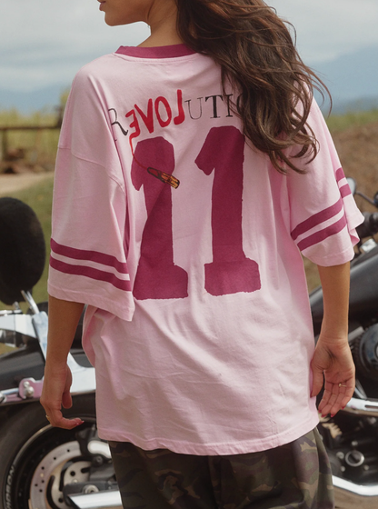 THE VERY OVERSIZED LOVE REVOLUTION TEE - PINK SABBI

IT'S A SABBI LOVE REVOLUTION!

The Very Oversized Love Revolution Tee is for rule-breakers, fun lovers and peeps who like their tees oversized and wear their hearts on their sleeves.

Designed in a very oversized, relaxed silhouette, this tee features a bold, hand-painted LOVE graphic front and REVOLUTION print on the back. With a contrast neckline and cool double stripes around the sleeve this tee is perfect for throwing on post-swim.
