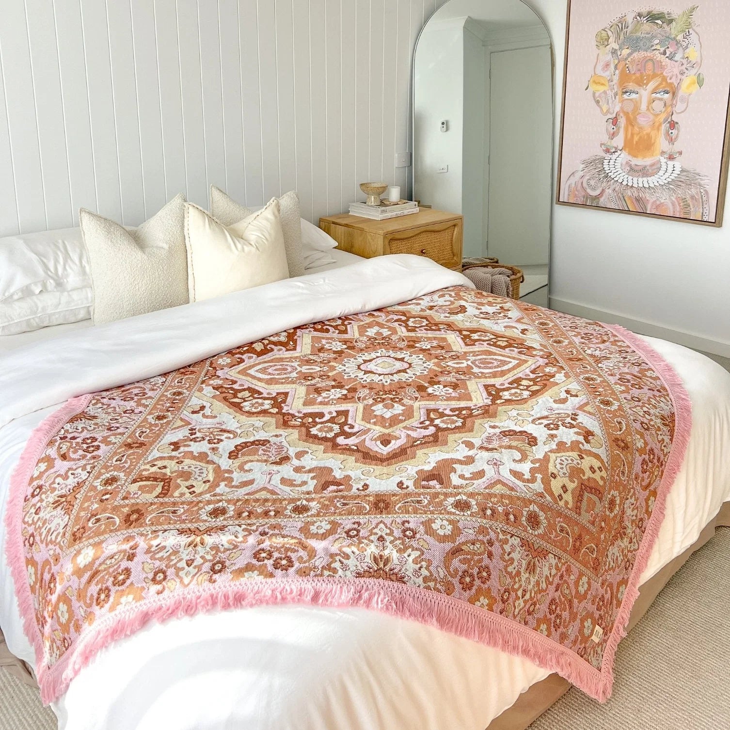 Desert Rose Picnic Rug - Isla  

Created for the adventurer who loves to explore in style, Desert Rose picnic rug is an ode to weekends of sunshine and is destined for sunset picnics with friends, long beach days and weekend road trips. This bold, bohemian design was made for making memories with the ones you love the most.

- Made with 100% cotton 

- One colour tassel trim around the rug

- Extra large picnic rug - approx 190 x 160cm which comfortably fits 4 people
