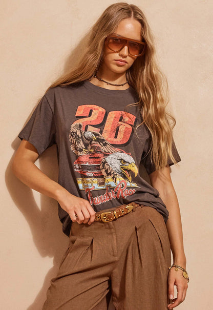 The SPELL Island Thunder Tee in Charcoal channels the rebellious spirit of the iconic Spell biker tee, infused with our signature vintage edge. Crafted from soft 100% organic Pima cotton slub, this relaxed silhouette has an effortless, lived-in feel, finished with a custom front print that evokes the wild freedom of the open road. A timeless wardrobe staple with a little rock 'n' roll attitude, the Island Thunder Tee is made to be worn, loved and lived in.