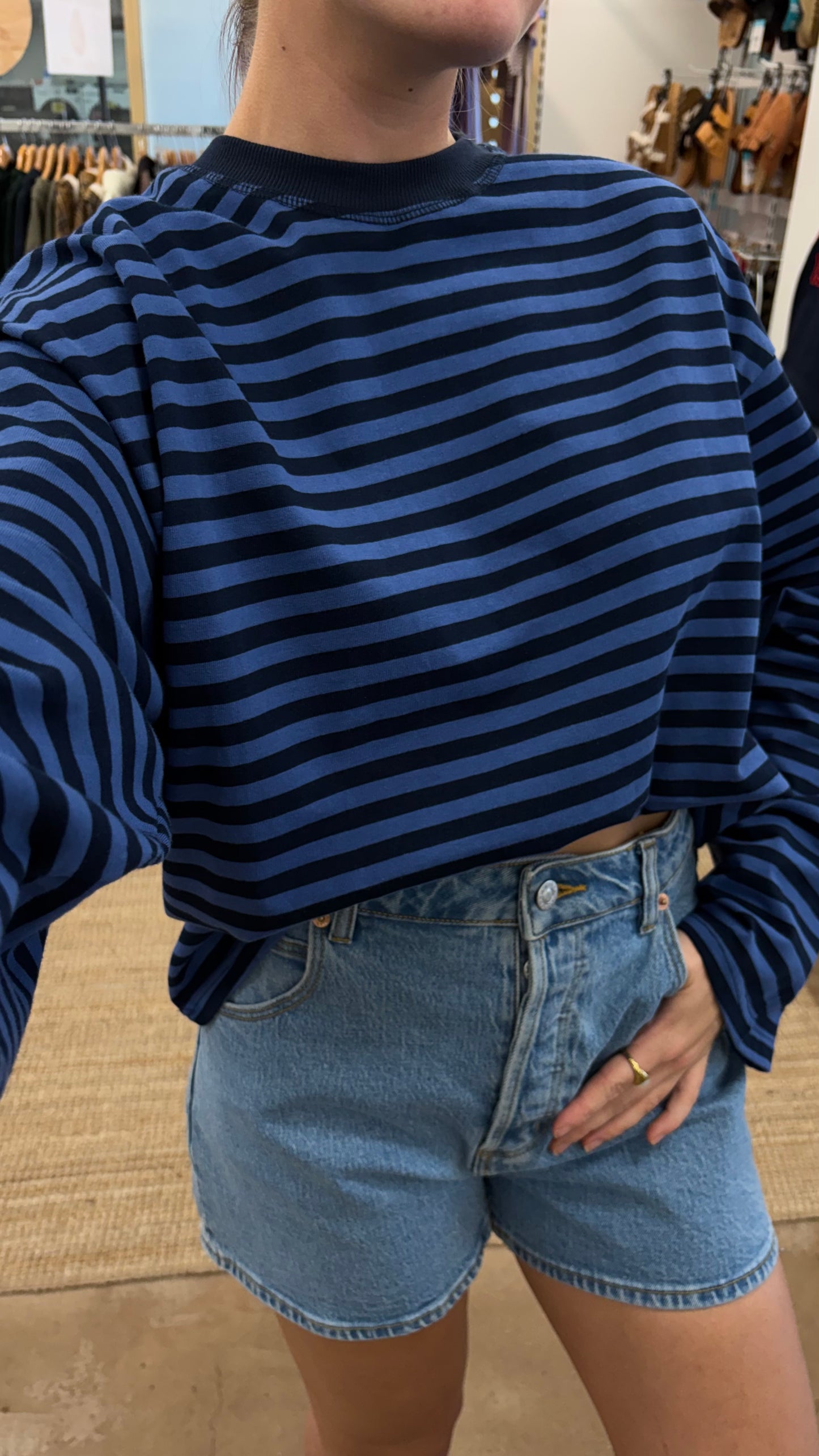 Striped L/S Top Blue
