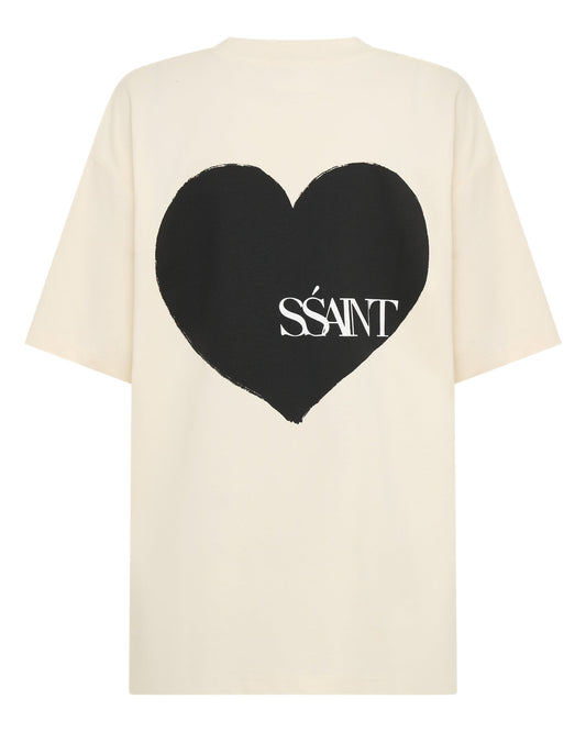 SŚAINT HEART TEE - CREAM & BLACK