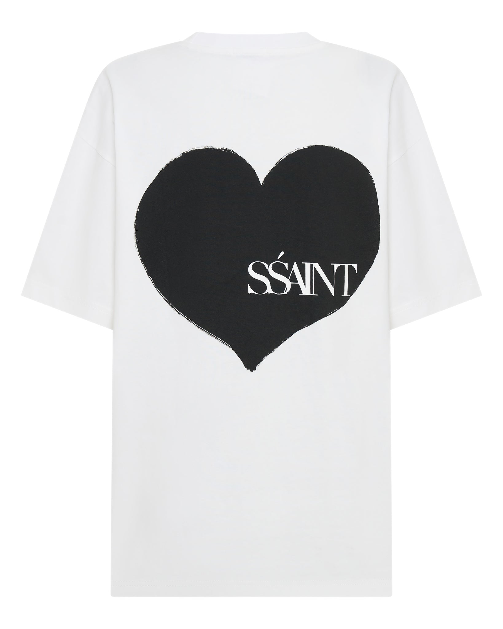 Introducing the SŚAINT Heart T-shirts. A small heart on the front, big love on the back, this oversized unisex tee is made for the lovers of the world. Now available in our Black colour-way. 
