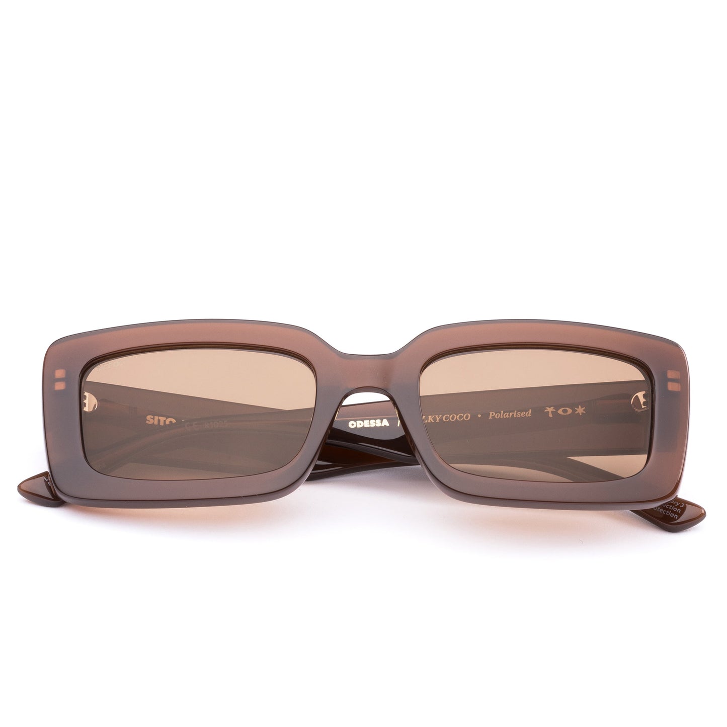 ODESSA : MILKY COCO SITO 

These don't whisper. They don't really do anything quietly. 

Perfect for: City walks, film photography, and a personality loud enough to match.

Translucent Brown Acetate Frame
CR39 Brown Lenses
Polarised  
100% UV Protection  
Silver Hardware  
Best suited to round and oval face shapes. 
 

Frame Shape: Rectangle 

Frame Type: Acetate 

Lens Material: CR39 

Lens Type: Polarised 

Lens Treatment: Solid 