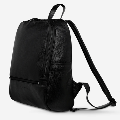 If you call - Black - Status Anxiety 
The archetypal backpack is made to improve your everyday carry. Constructed with comfort and looks in mind and crammed with functionality. The 'If You Call' backpack is perfect for your next last-minute tryst.

Soft shrunken pebble leather
Front zipper pocket, and open side pockets
Internal zipper pocket, and open pouch pockets
Zipper close
Padded shoulder strap
Matte black hardware
Fits a 13 inch MacBook
Custom Status Anxiety lining