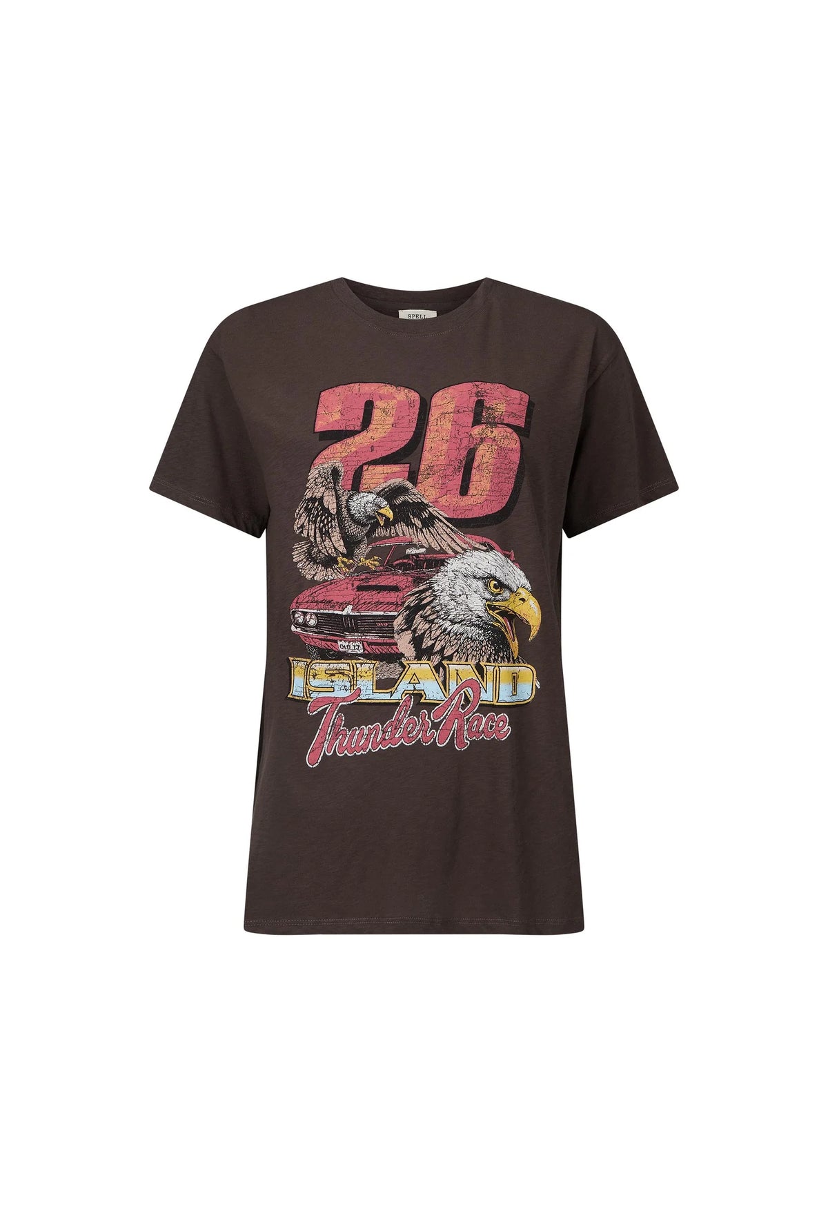 The SPELL Island Thunder Tee in Charcoal channels the rebellious spirit of the iconic Spell biker tee, infused with our signature vintage edge. Crafted from soft 100% organic Pima cotton slub, this relaxed silhouette has an effortless, lived-in feel, finished with a custom front print that evokes the wild freedom of the open road. A timeless wardrobe staple with a little rock 'n' roll attitude, the Island Thunder Tee is made to be worn, loved and lived in.