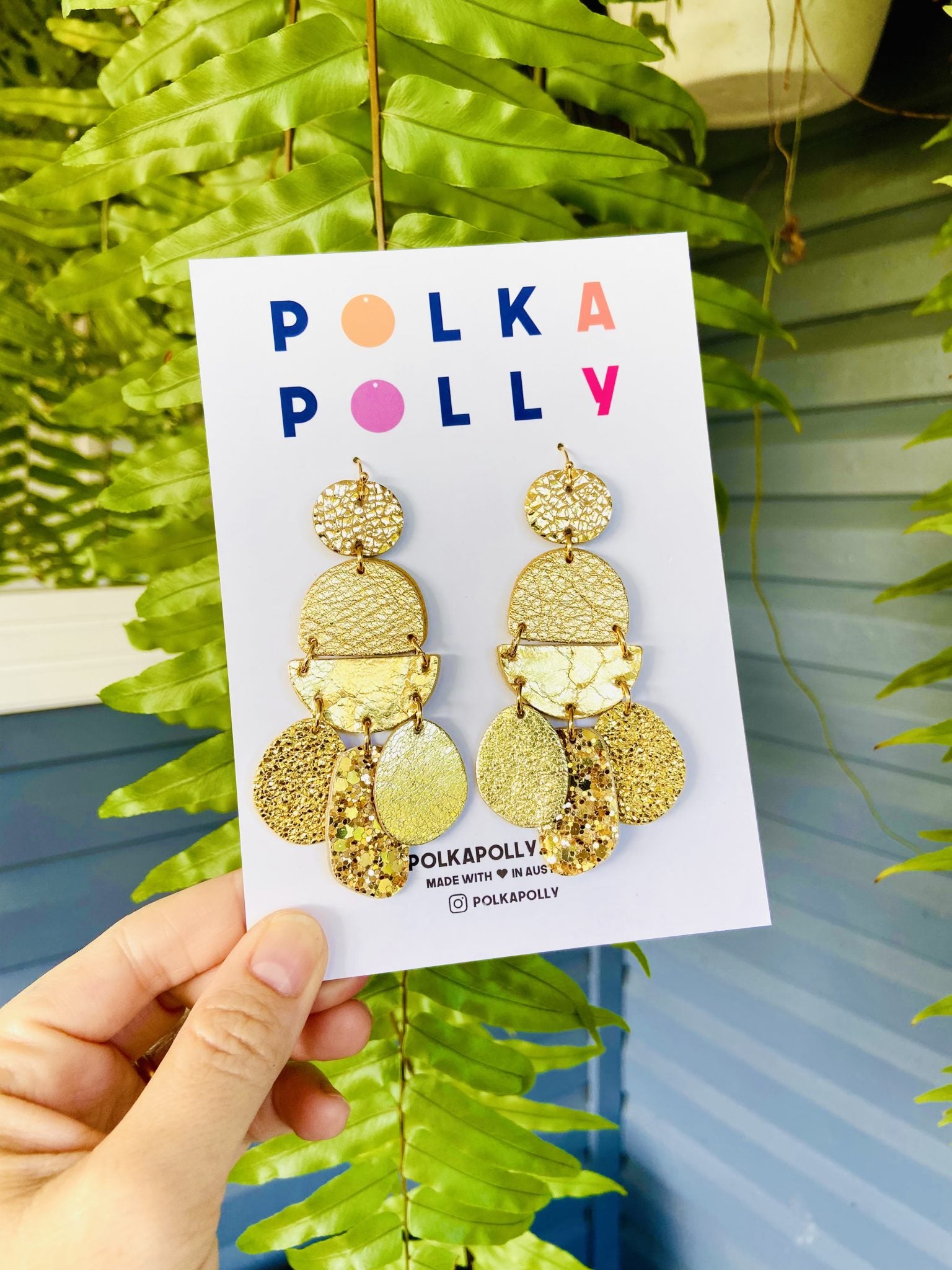 Stunning golden leather earrings in a range of golden finishes and patterns.

Light and bright, sure to be a staple in your collection!