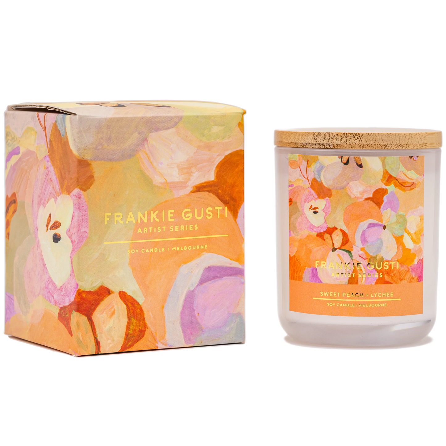 Tropical lychees and juicy white peaches, blended with raspberry, sweet guava, lime zest and vanilla bean.

Artwork by Jade Fisher

50hrs
100% pure soy wax
Lead free cotton wick
Cruelty free&nbsp;+ vegan
High quality fragrance oil&nbsp;
Hand poured in the Yarra Valley | Melbourne