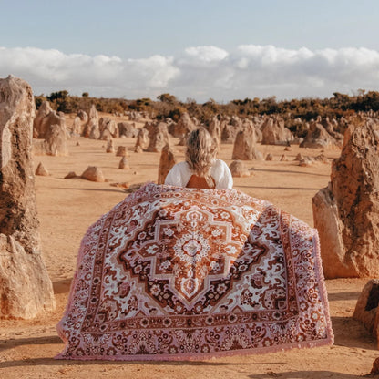 Desert Rose Picnic Rug - Isla  

Created for the adventurer who loves to explore in style, Desert Rose picnic rug is an ode to weekends of sunshine and is destined for sunset picnics with friends, long beach days and weekend road trips. This bold, bohemian design was made for making memories with the ones you love the most.

- Made with 100% cotton 

- One colour tassel trim around the rug

- Extra large picnic rug - approx 190 x 160cm which comfortably fits 4 people