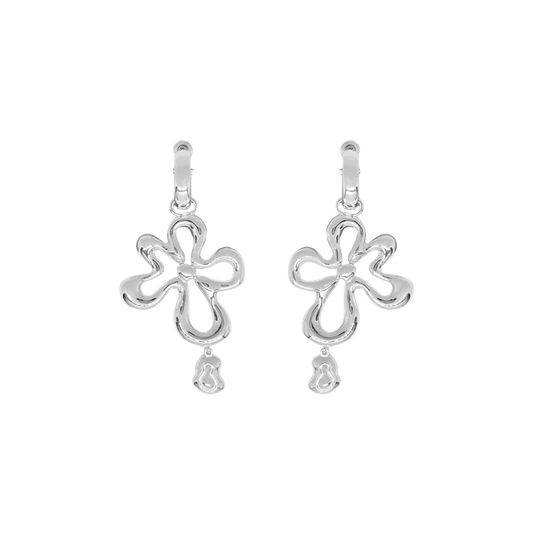The DAHLIA Earrings in Silver evoke the playful side of nature’s elements, the ebbs and flows in water, the beautiful veining in untouched stone, the scalloping shores of the sea sides. The Dahlia boast a chic fluid motif suspended from a perfect and easy to wear mini hoop in a high polish finish. Sized to perfection suitable from day to night, these beauties are sure to become the favourites of the Ambrosia collection. Pair with the Maeve Necklace to create a gorgeous matching set.