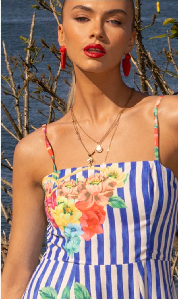 Say hello to your summer state of mind, bottled into a dress.

The Mia Milani Positano Sundress in Blue is made for golden days, salty air, and that “I feel amazing without even trying” energy. With its dreamy coastal-inspired print, it instantly transports you somewhere sun-soaked by the sea, even if you’re just heading out for brunch.