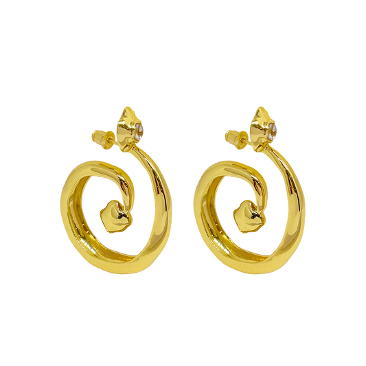 These beauties boast ethereal beauty and earthy grounding, the GAIA Earrings in Gold will have you feeling like a sophisticated goddess. Inspired by the beauty of natural stone and the&nbsp;fluidity of water, these chic hoop style earrings feature an elegant spiral motif that adds a chic touch to any look, and displaying faceted sparkling White CZ stones. A must-have for those who are looking to effortlessly standout.