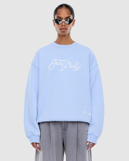 Mila Oversized Sweater Soft Blue - Ena Pelly 
The Mila Oversized Sweater is crafted from brushed cotton-rich fleece in an oversized silhouette with dropped shoulders and a relaxed crew neckline. 

Oversized fit sweater
Brushed fleece fabrication
Dropped shoulders
Ribbed cuffs and neckline
Crew neckline
Oversized fit
Purchase your usual size
Model is 176 cm and wears a size 8
 