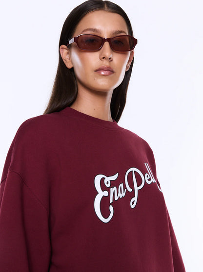 Soft Texture. Confident Mood.
The Mila Oversized Sweater is made from cotton and polyester brushed fleece with an oversized silhouette and dropped shoulders for relaxed everyday comfort. Finished with an exclusive Ena Pelly script graphic in vintage white boucle and contrast black embroidery, delivering elevated texture and bold brand appeal.
Oversized fit sweater
Brushed fleece
Drop shoulder
Rib cuff and neckline
Crew neckline
Exclusively designed in house print
Model is 173cm and wears size 8