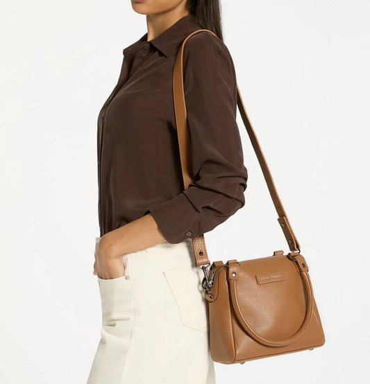 Mini Mountains Bag - Camel - Status Anxiety 

Good things come in small packages. 'Mini Mountains' is a more compact version of the iconic 'Last Mountains' bag. This day to night companion can be worn on elbow, shoulder, or cross body (with included long strap). Features a wide-opening main compartment, longer shoulder strap for added comfort, and secret magnet-close pocket on the outside for your phone etc.

Soft shrunken pebble leather
Back magnet pocket
Internal zipper pocket, and open pockets