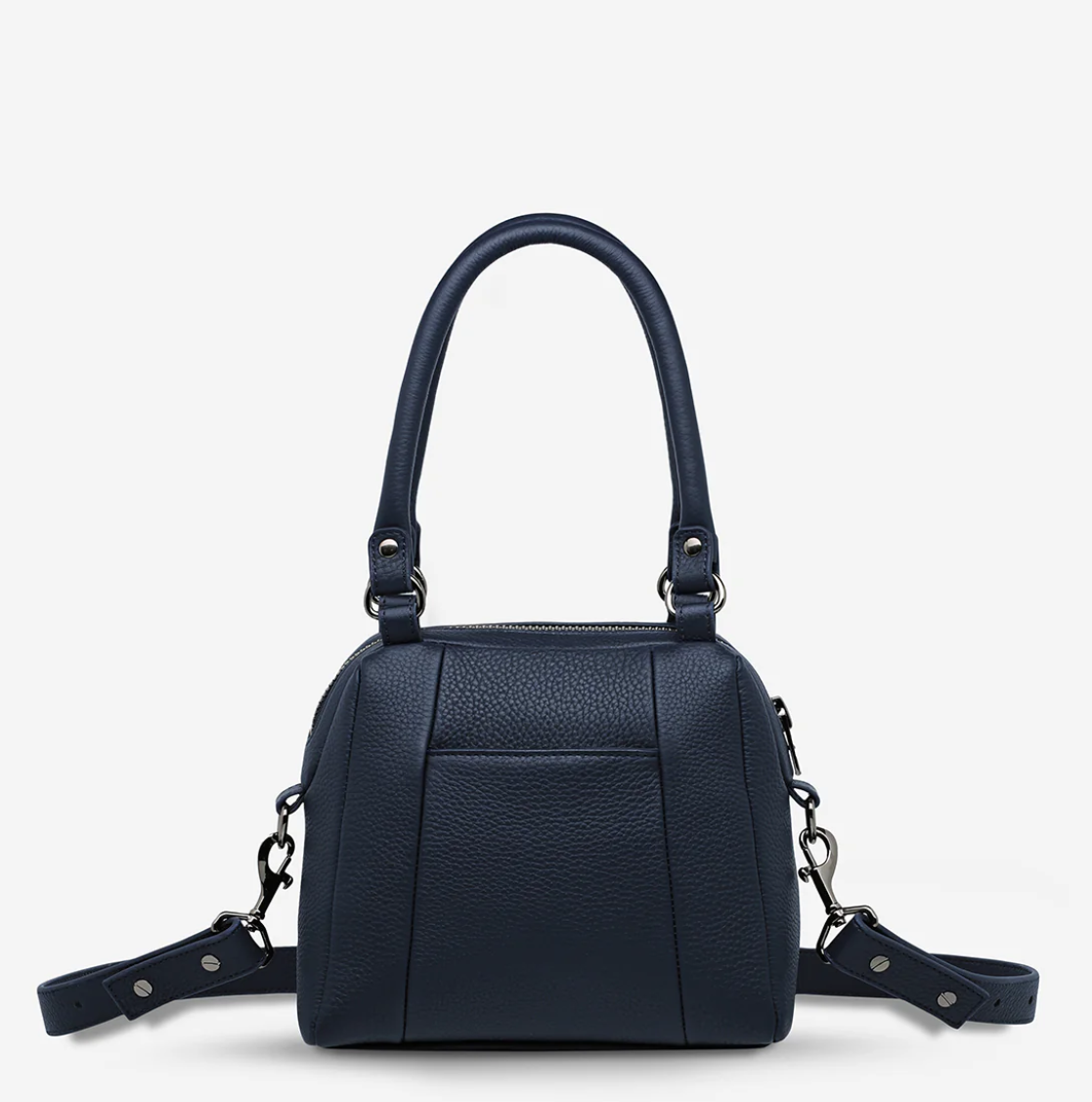 Mini Mountains Bag - Midnight Blue - Status Anxiety 

Good things come in small packages. 'Mini Mountains' is a more compact version of the iconic 'Last Mountains' bag. This day to night companion can be worn on elbow, shoulder, or cross body (with included long strap). Features a wide-opening main compartment, longer shoulder strap for added comfort, and secret magnet-close pocket on the outside for your phone etc.

Soft shrunken pebble leather
Back magnet pocket
Internal zipper pocket, and open pockets