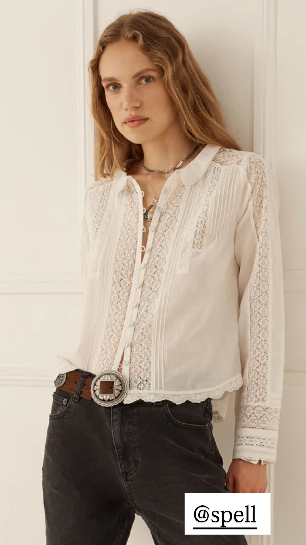 The Prairie Long Sleeve Blouse in Antique White by SPELL, exudes effortless romance with a beautifully artisanal, vintage-inspired spirit. Timeless with a modern twist, this feminine silhouette celebrates intricate lace detailing and the charm of considered craftsmanship.