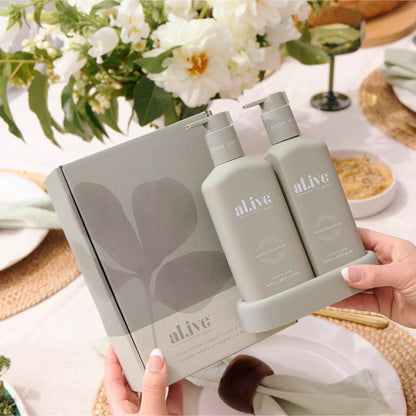 A limited-edition Compact Bathroom Duo, pairing a 300ml Hand &amp; Body Wash and 300ml Hand &amp; Body Lotion in a slimline, interlocking design, created for a more space-conscious bathroom setup. Scented in Ivory Bloom, a soft white floral fragrance, it brings a calm, considered feel to everyday routines.
