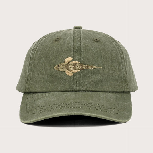 The Flathead Lid pays tribute to one of Australia’s most recognisable inshore predators - the camo king of the estuaries. Embroidered with the iconic dusky flathead (Platycephalus fuscus) on a classic khaki cap, it’s built for life spent under an open sky.