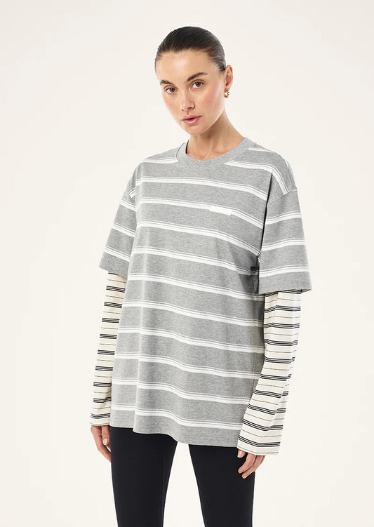 Spark long sleeve tee in mid grey marle