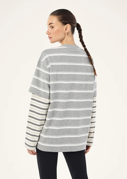 Spark long sleeve tee in mid grey marle