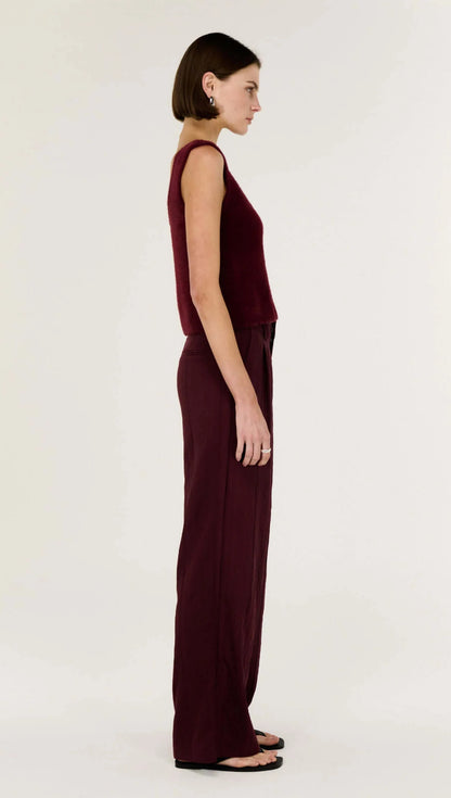 Your go-to pants when you want to look polished without even trying.

Meet the Matteo Deep Red Crepe Wide Leg Pant by Staple The Label, a modern classic that blends tailored elegance with an easy, relaxed feel. Designed in a rich Shiraz hue, these pants instantly elevate your outfit while still feeling effortless and wearable.