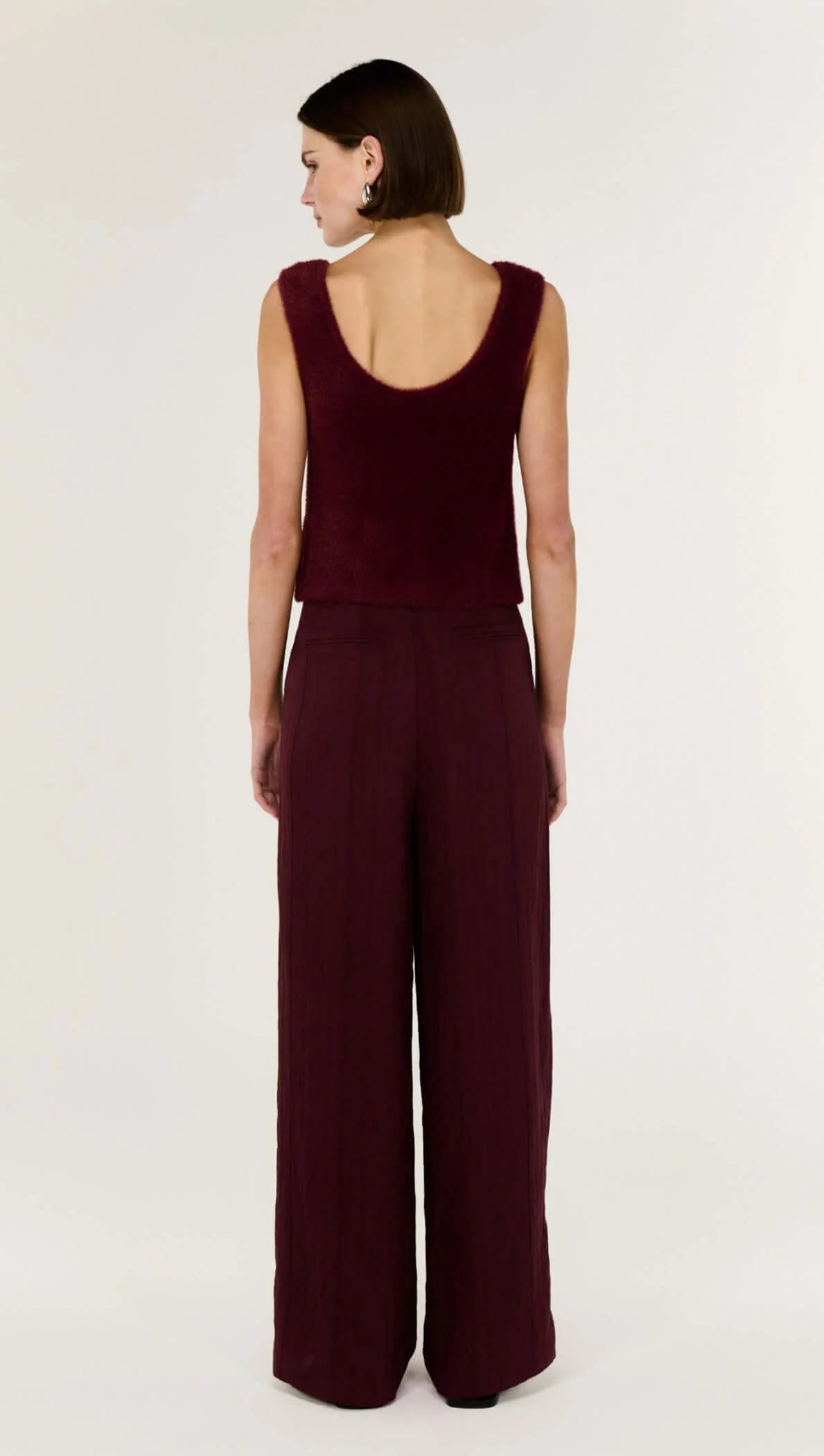 Your go-to pants when you want to look polished without even trying.

Meet the Matteo Deep Red Crepe Wide Leg Pant by Staple The Label, a modern classic that blends tailored elegance with an easy, relaxed feel. Designed in a rich Shiraz hue, these pants instantly elevate your outfit while still feeling effortless and wearable.